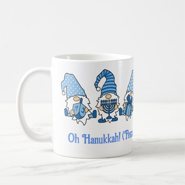 Caneca De Café Happy Hanukkah Holiday Gnomo (Esquerda)