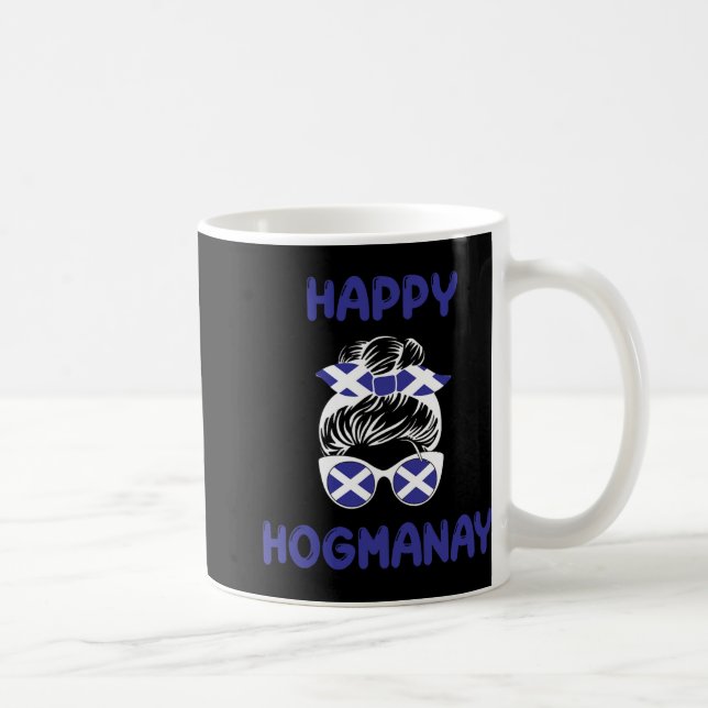 Caneca De Café Happy Hogmanay Scotland New Years Eve Messy Bun Wo (Direita)