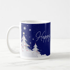 Caneca De Café Happy Hoildays – Festive Winter Blue Mug