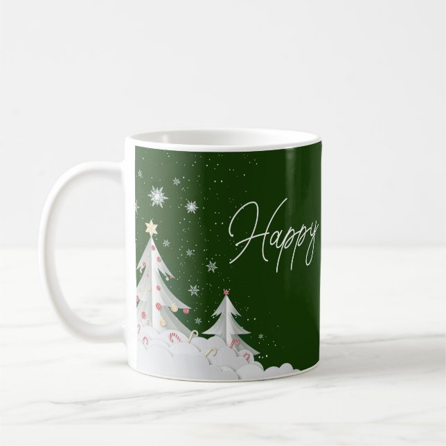 Caneca De Café Happy Holidays – Festive Winter Green Mug (Esquerda)