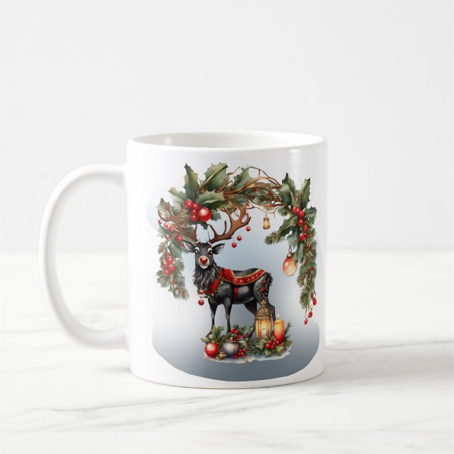 Caneca De Café Happy Holidays Reindeer (Esquerda)