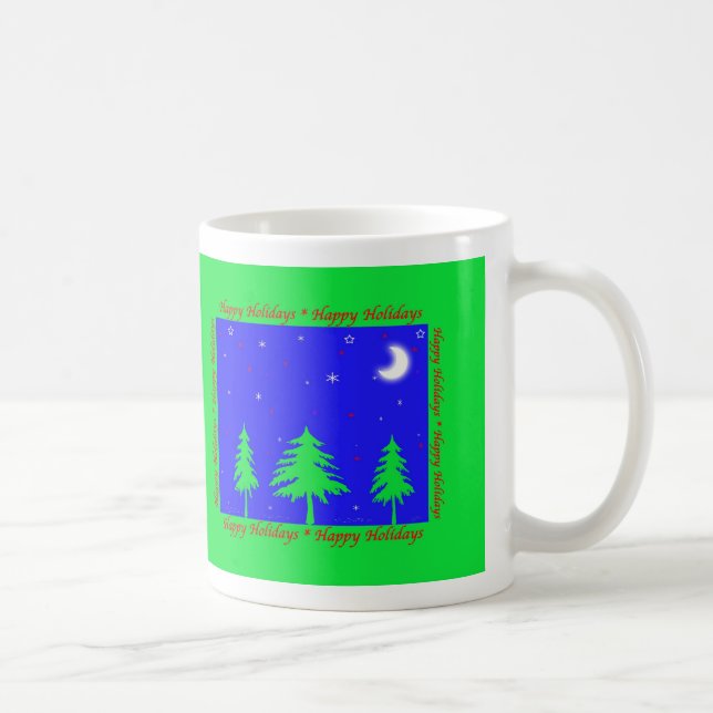 Caneca De Café Happy Holidays Winter Scene (Direita)