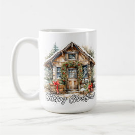 Caneca De Café Happy Holidays Wintertime Country Cottage