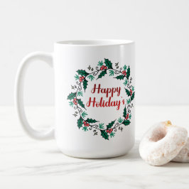 Caneca De Café Happy Holiday's Wreath Mug