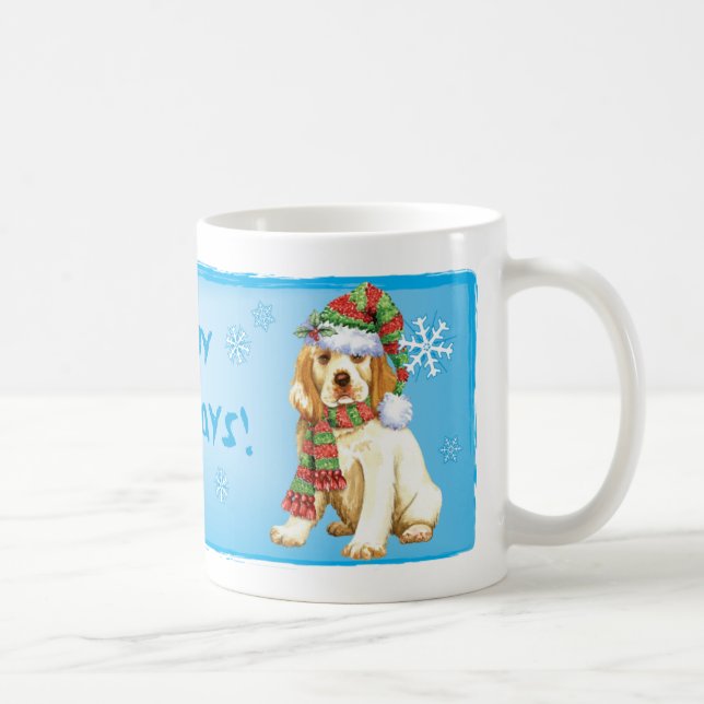 Caneca De Café Happy Howliday Clumber Spaniel (Direita)