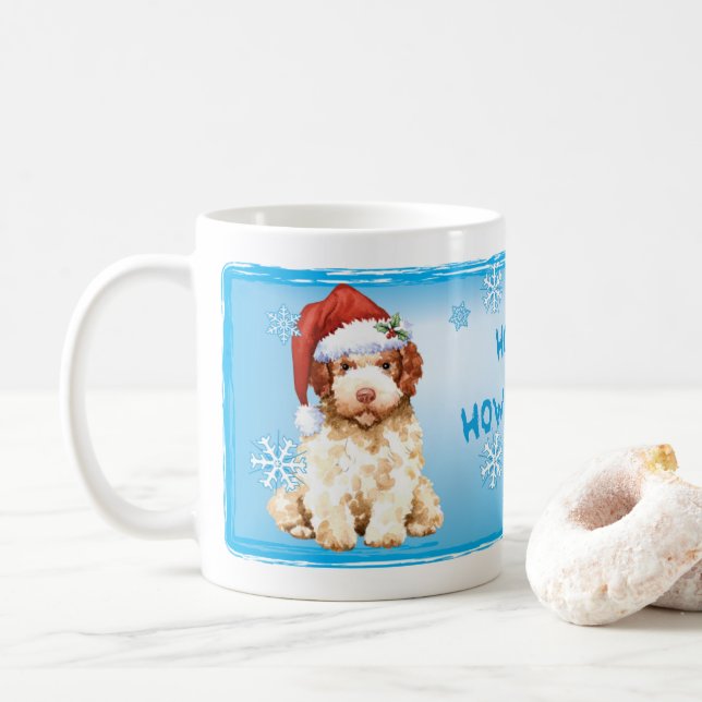 Caneca De Café Happy Howlidays Lagotto Romagnolo Coffee Mug (Com Donut)