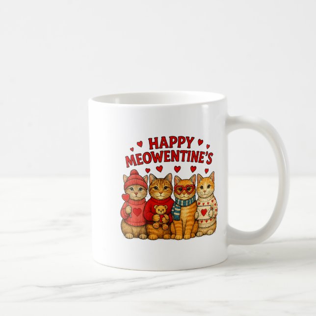 Caneca De Café Happy Meowentines Cute Valentine Cats Love Men Wom (Direita)