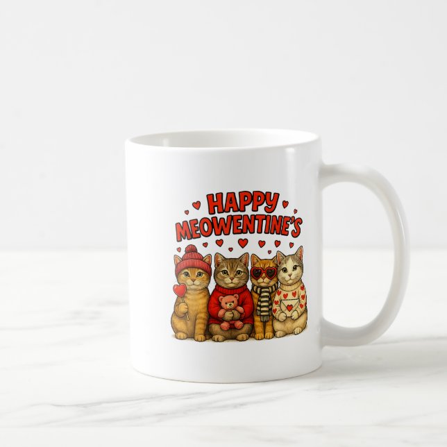 Caneca De Café Happy Meowentines Cute Valentine Cats Love Women M (Direita)