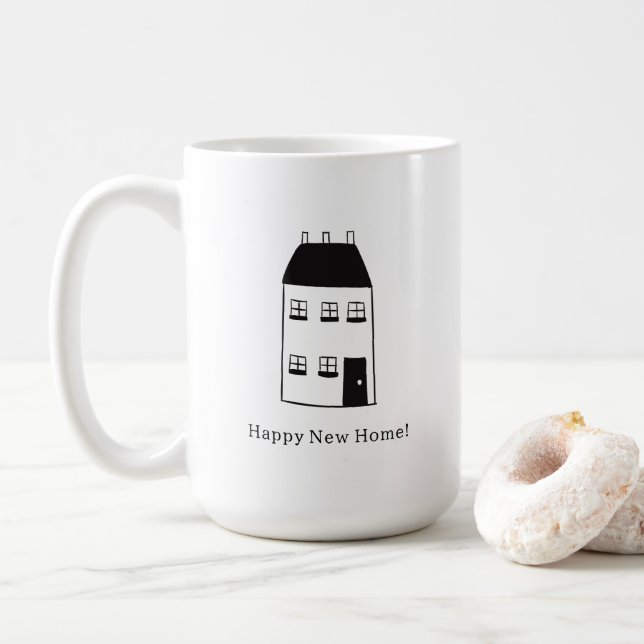 Caneca De Café Happy New Home Moving New House Quote (Com Donut)