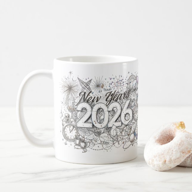 Caneca De Café happy new year 2026 coffee mug (Com Donut)
