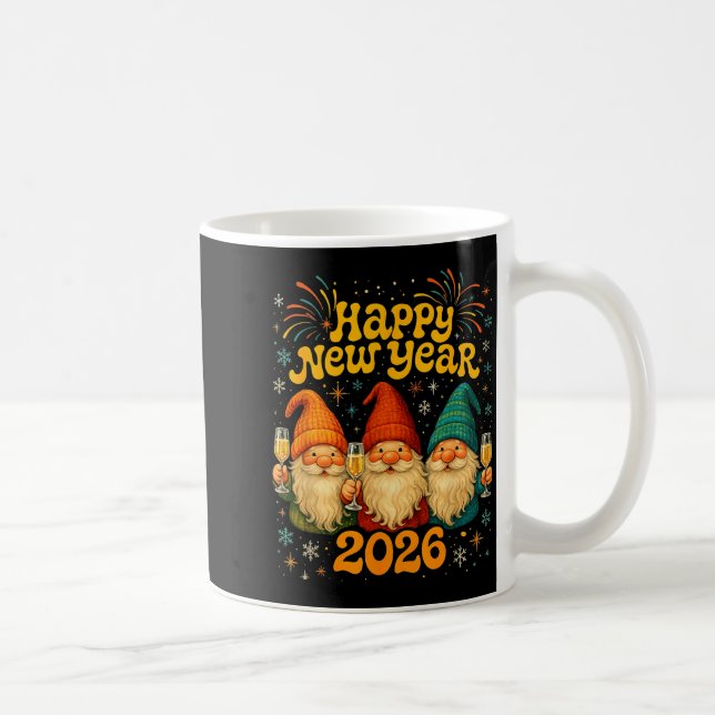 Caneca De Café Happy New Year 2026 Cute Gnome Party Gift  (Direita)