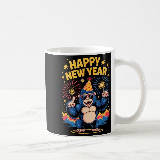 Caneca De Café Happy New Year 2026 Funny Kids Bigfoot Lovers Part (Direita)