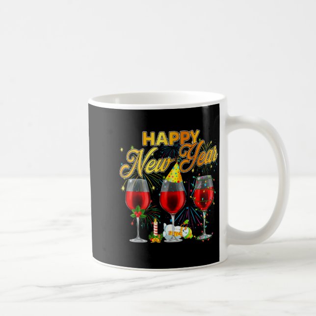 Caneca De Café Happy New Year 2026 Gles Of Wine Fireworks New Yea (Direita)