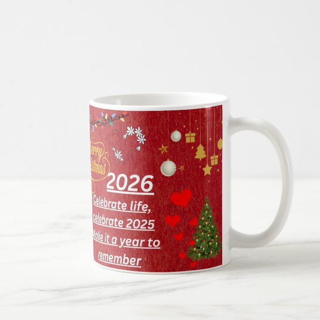 Caneca De Café “Happy New Year 2026 Mug – Celebrate with Sparkle  (Direita)