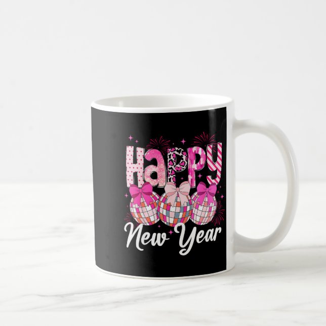 Caneca De Café Happy New Year 2026 Nk Coquette Bow Disco Ball Fir (Direita)