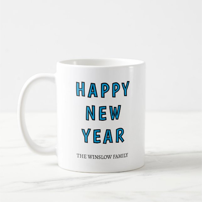 Caneca De Café Happy New Year Mug Personalized Family Name custom (Esquerda)