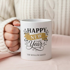 Caneca De Café Happy New Year Mug Personalized Family Name custom