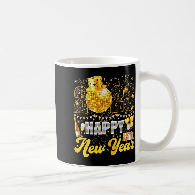 Caneca De Café Happy New Year Party 2026 Balloon Family Matching  (Direita)