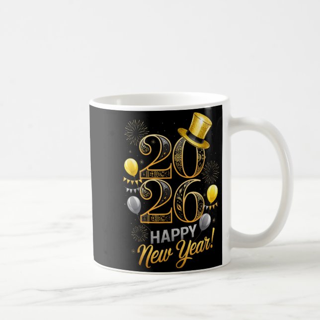 Caneca De Café Happy New Year Party 2026 Family Matching Balloon  (Direita)