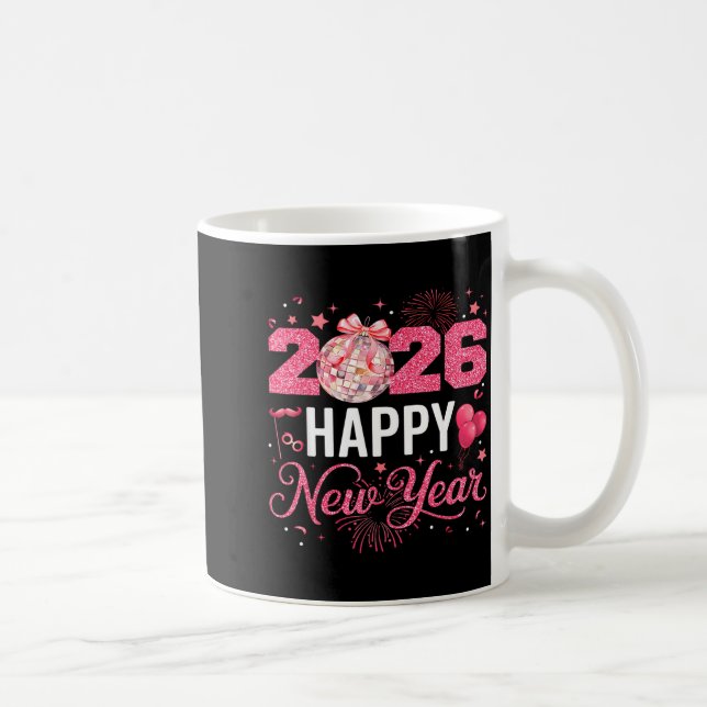 Caneca De Café Happy New Year Party 2026 Funny Disco Ball Family  (Direita)