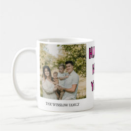 Caneca De Café Happy New Year  Personalized Family Name Photo  