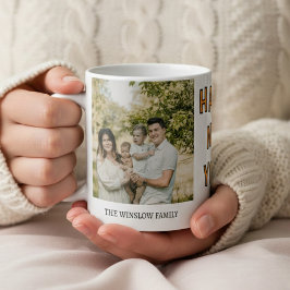 Caneca De Café Happy New Year Personalized Family Name Photo