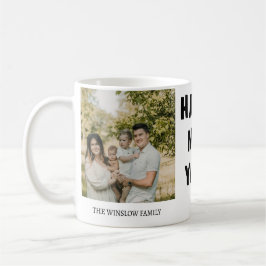 Caneca De Café Happy New Year  Personalized Family Name Photo 