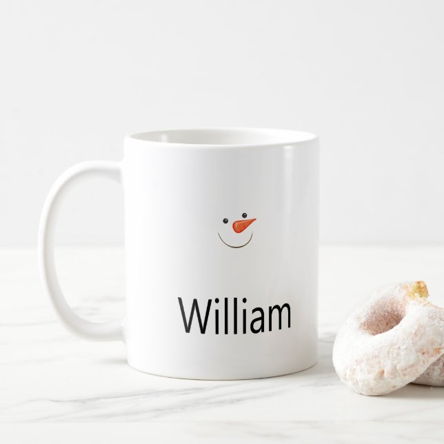 Caneca De Café Happy Snowman Face (Com Donut)