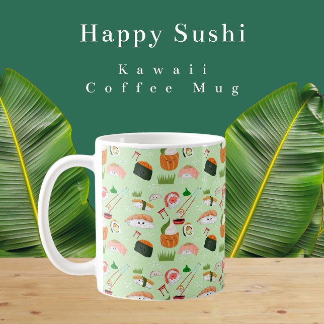 Caneca De Café Happy Sushi Kawaii (Criador carregado)
