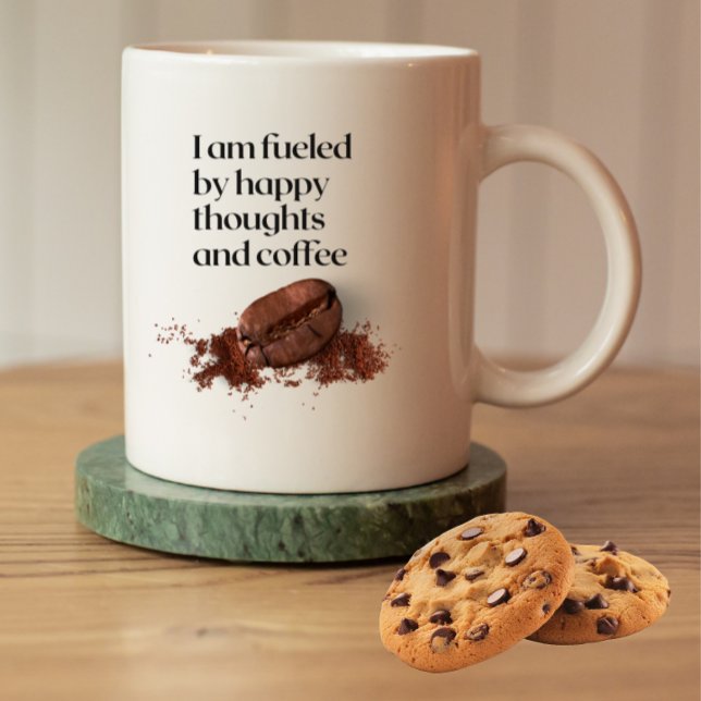 Caneca De Café Happy Thoughts Coffee Bean Quote  (Criador carregado)