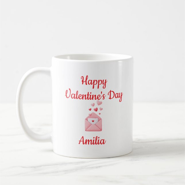 Caneca De Café Happy Valentine’s Day Cute Love Mug (Esquerda)
