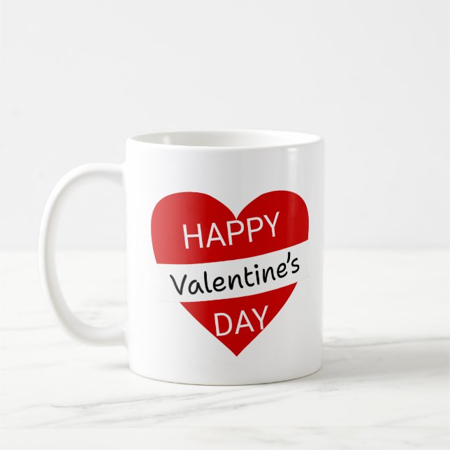 Caneca De Café Happy Valentine’s Day Heart– Classic Love Quote (Esquerda)