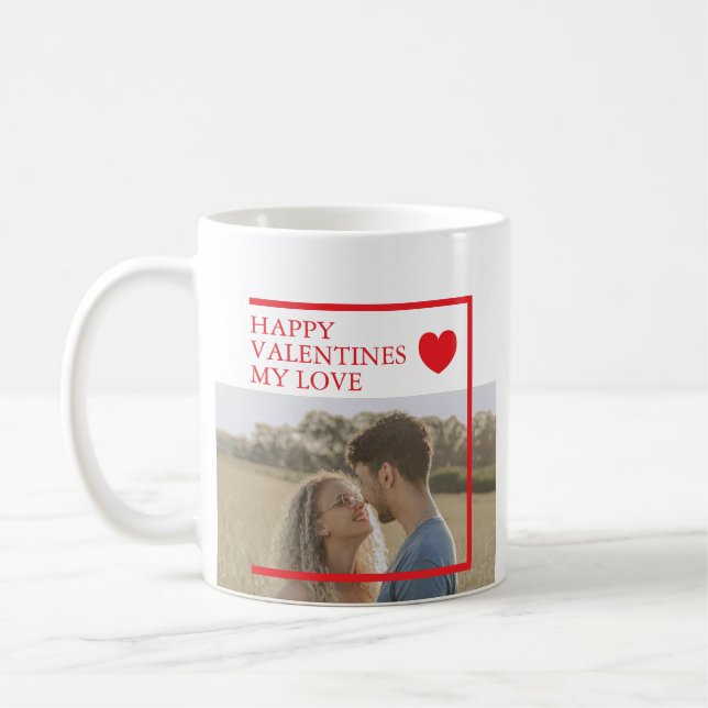 Caneca De Café Happy Valentines Custom Photo (Esquerda)