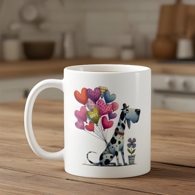 Caneca De Café Happy Valentine's Day Charming Great Dane (Criador carregado)