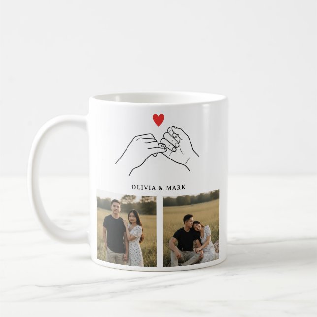 Caneca De Café Happy Valentines Day Custom Photo Collage Romantic (Esquerda)