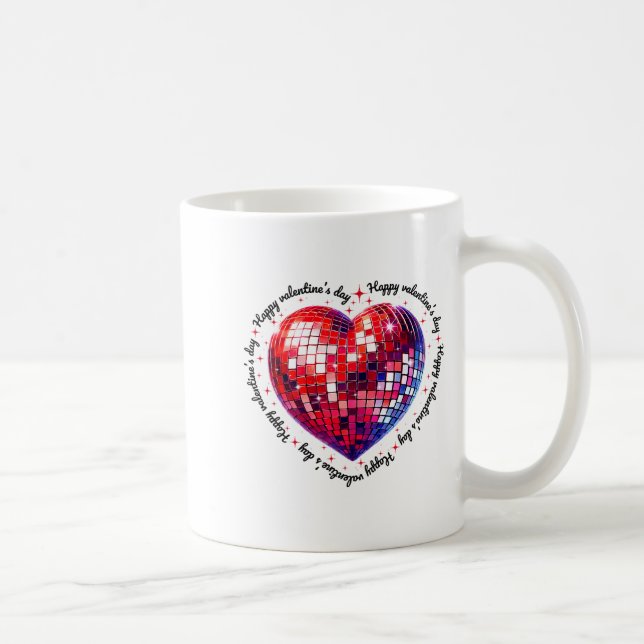 Caneca De Café Happy Valentine's Day Funny Coquette Red Disco Bal (Direita)