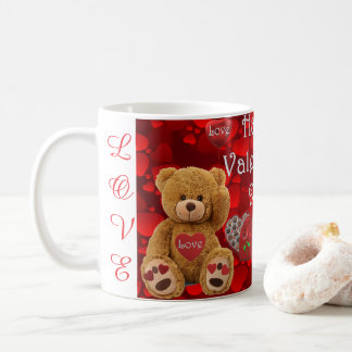 Caneca De Café Happy Valentine's Day Teddy Bear Heart Cute