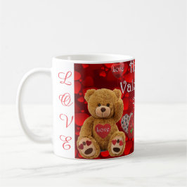 Caneca De Café Happy Valentine's Day Teddy Bear Heart Cute