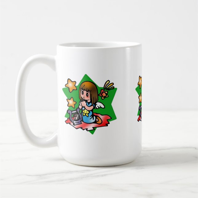 Caneca De Café Happy Virgo Angel com Harp (Esquerda)