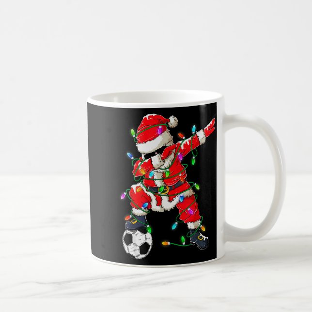 Caneca De Café Happy Xmas Dabbing Santa Soccer Christmas Pajamas  (Direita)
