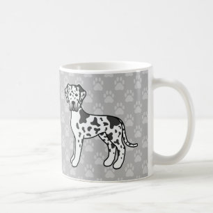 Caneca De Café Harlequin Cartoon Great Dane Dogs Na Cinza