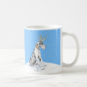 Caneca De Café Harlequin UC do Natal da rena de great dane
