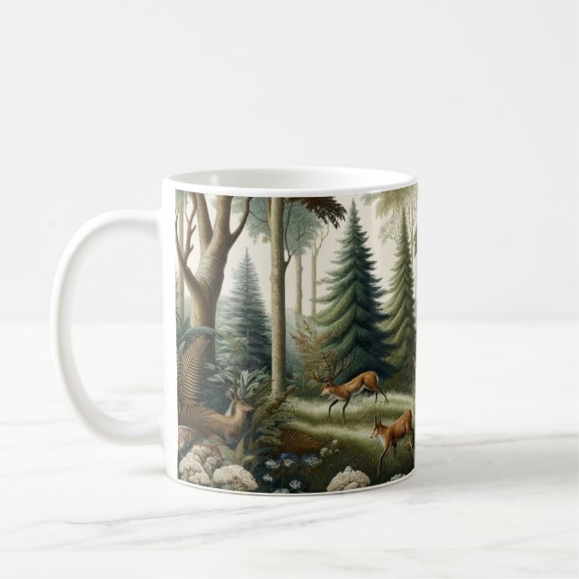 Caneca De Café Harmonia da Natureza: Padrão Botânico Sem Olhos (Esquerda)