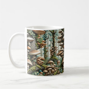 Caneca De Café Harmonia da Natureza: Padrão Botânico Sem Olhos