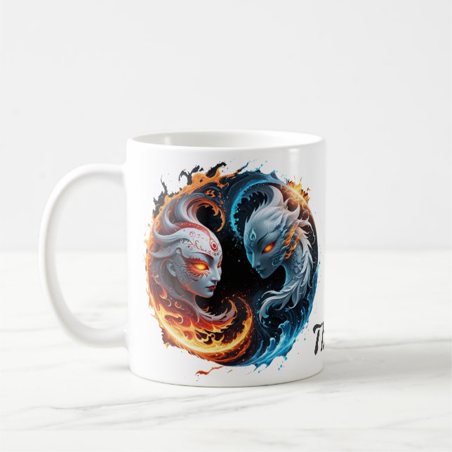 Caneca De Café Harmonia elementar, yin e yang da natureza. (Esquerda)