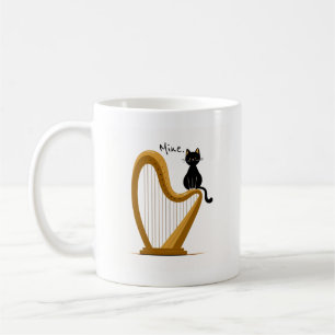 Caneca De Café Harp e Cat Design Mug