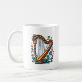 Caneca De Café Harp Folk Art Mug