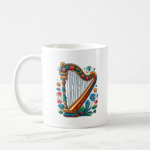 Caneca De Café Harp Folk Art Mug