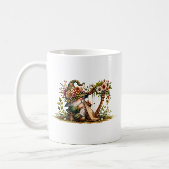 Caneca De Café Harp Playing Garden Gnomo (Esquerda)