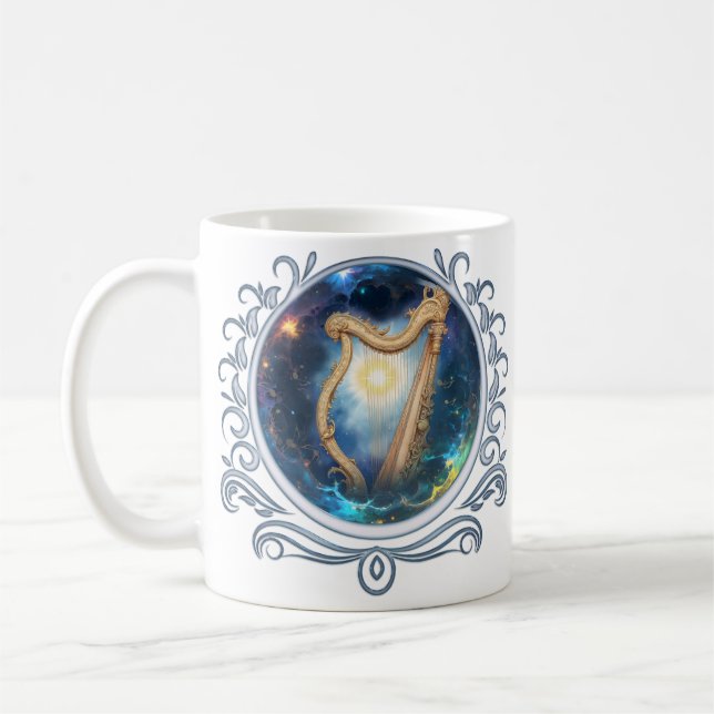 Caneca De Café Harpa Celestial dos Céus Limitados pela Lua.  (Esquerda)